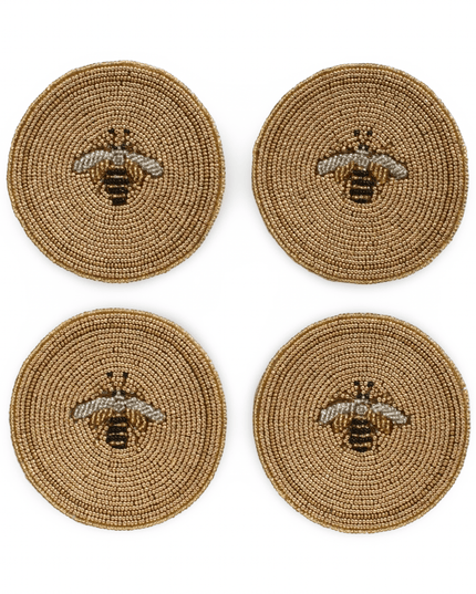 Casa Duniya Beaded Coasters Gold Bee Stripey Bee Coasters
