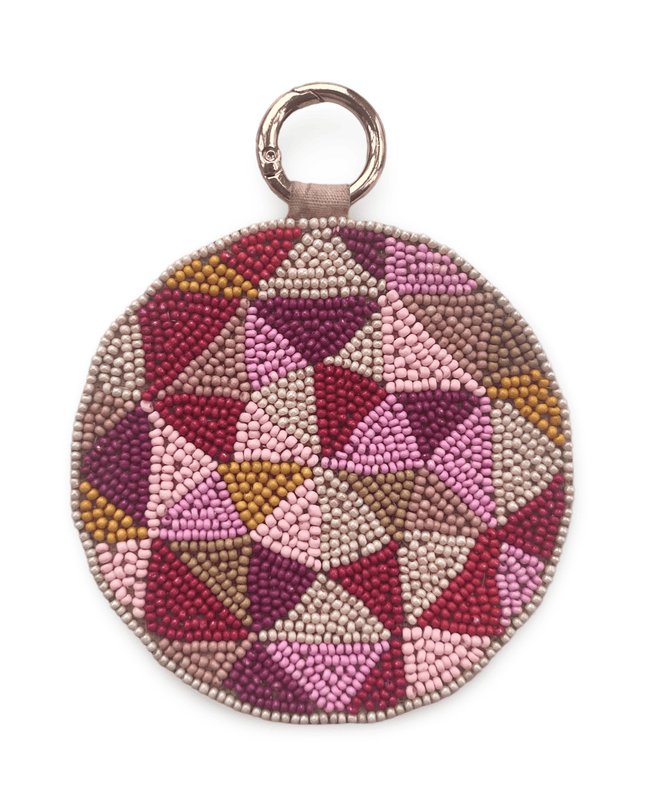 Pink Beaded Bag Charm KeyChain