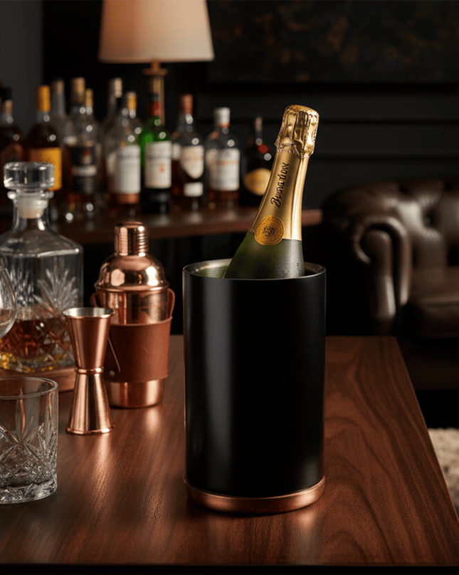 Casa Duniya Black Double-Walled Wine Cooler Noir Wine Cooler