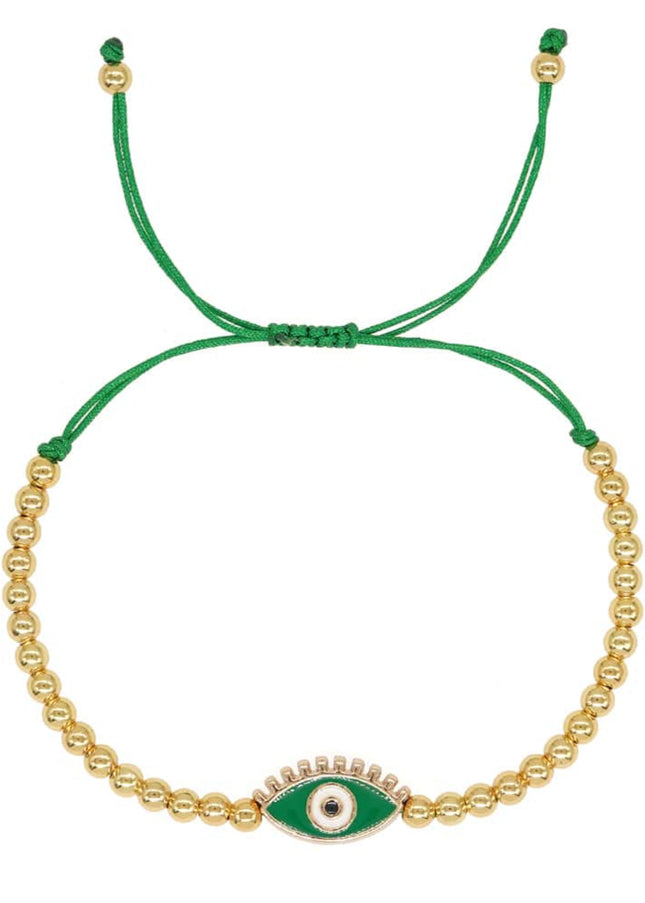 Casa Duniya Evil Eye Beaded Adjustable Bracelets Green Evil Eye Rakhis