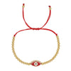 Gold Beaded Adjustable Red Evil Eye Bracelet