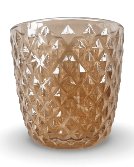 Gold Glass Geocut Candle Votive Holder