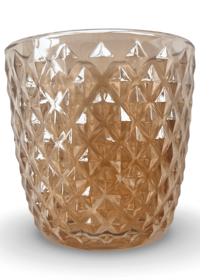 Gold Glass Geocut Candle Votive Holder
