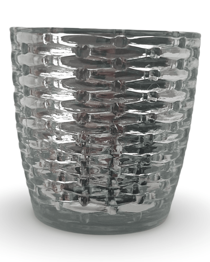 Silver Glass Geocut Candle Votive Holder