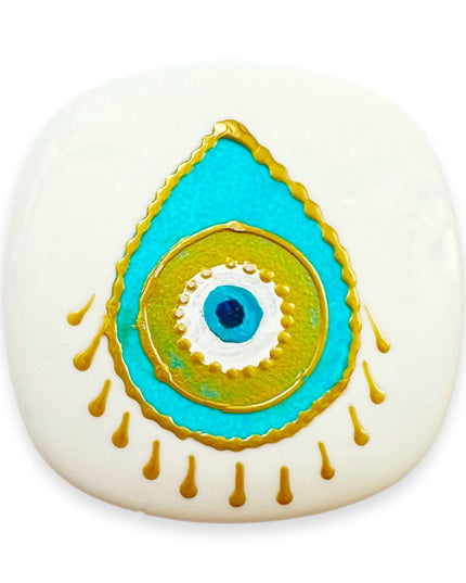 Hand Painted Porcelain Evil Eye Nazar Candle with Cover