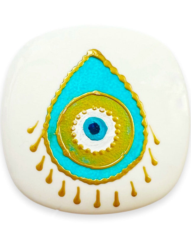 Hand Painted Porcelain Evil Eye Nazar Candle with Cover