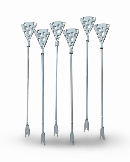 Set of 6 hammered silver appetizer picks