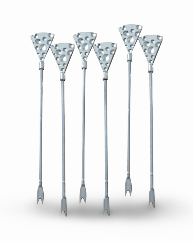 Set of 6 hammered silver appetizer picks