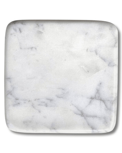 Square Rounded White Marble Handcut Coasters