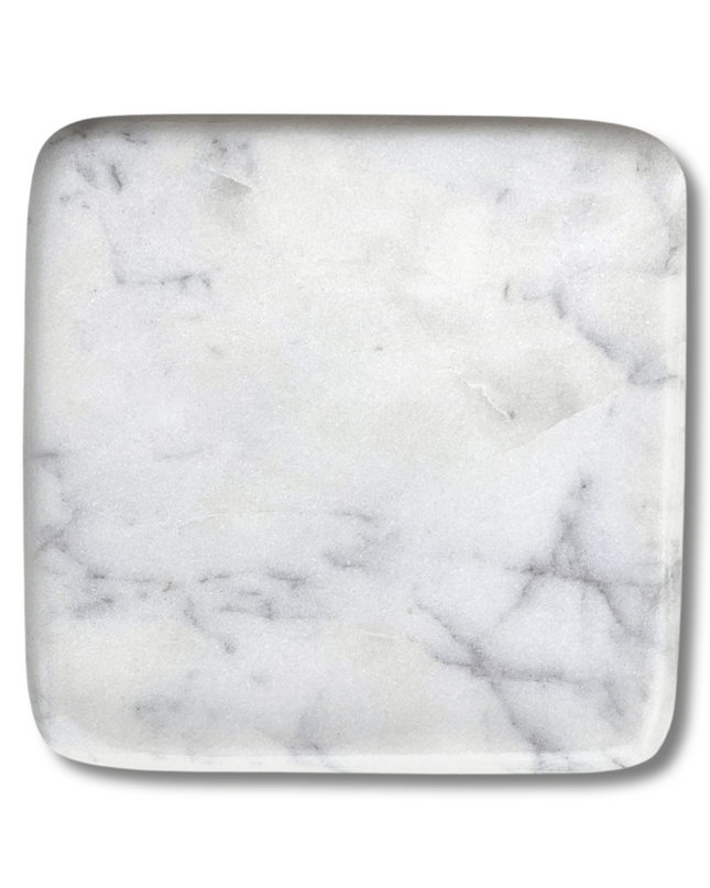 Square Rounded White Marble Handcut Coasters