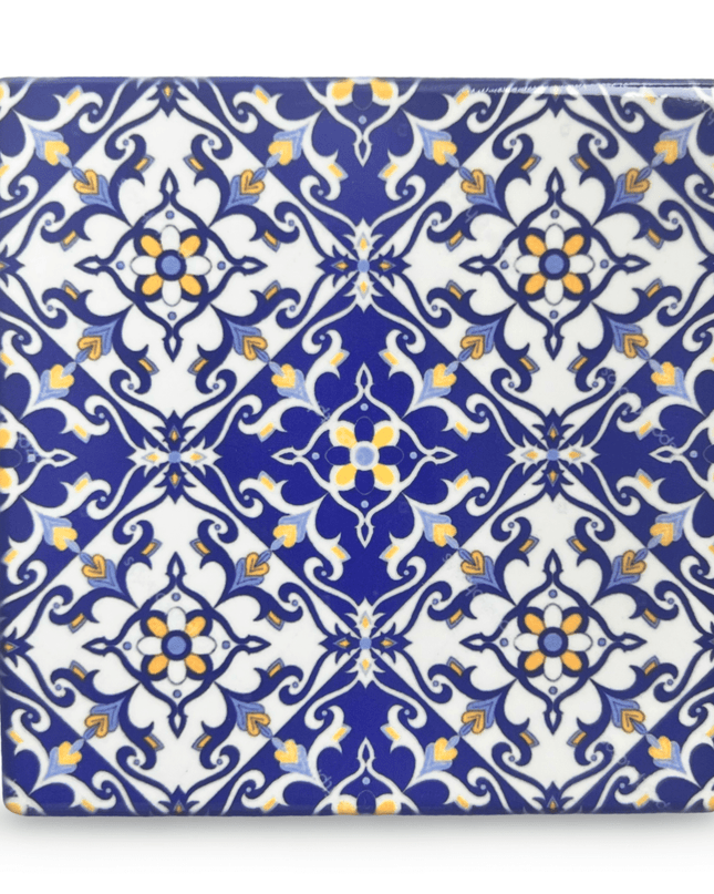 Blue White Mosaic Tile Portuguese Coaster
