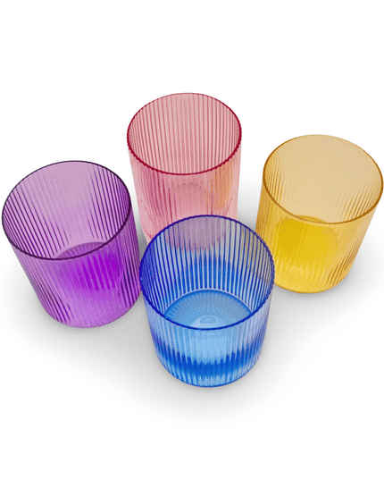 Casa Duniya Colorful Drinking Glasses Colorful Dhari Glasses (set of 4)