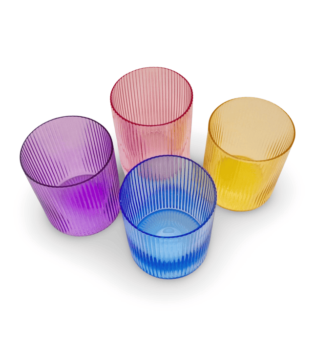 Casa Duniya Colorful Drinking Glasses Colorful Dhari Glasses (Set of 4)
