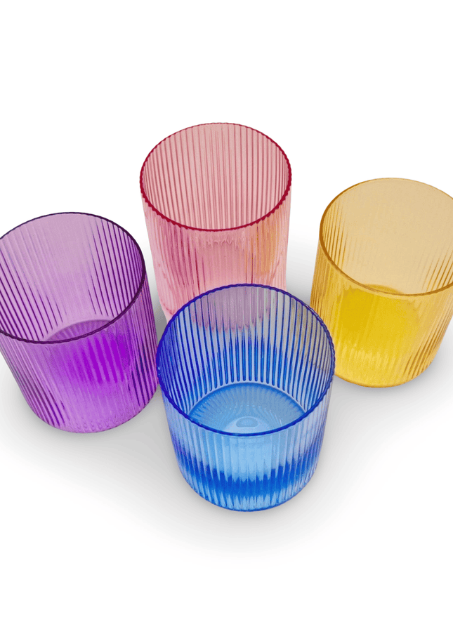 Casa Duniya Colorful Drinking Glasses Colorful Dhari Glasses (set of 4)