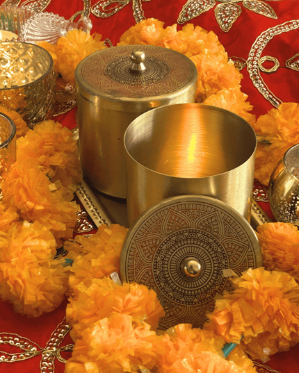 Kabir Brass Jars - Set of 2 with Tray