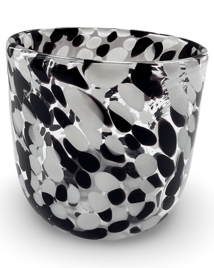 Black and White Blown Glass Candle Holder