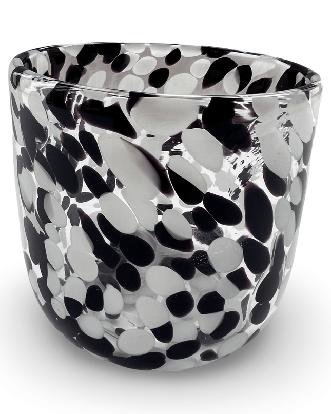 Black and White Blown Glass Candle Holder
