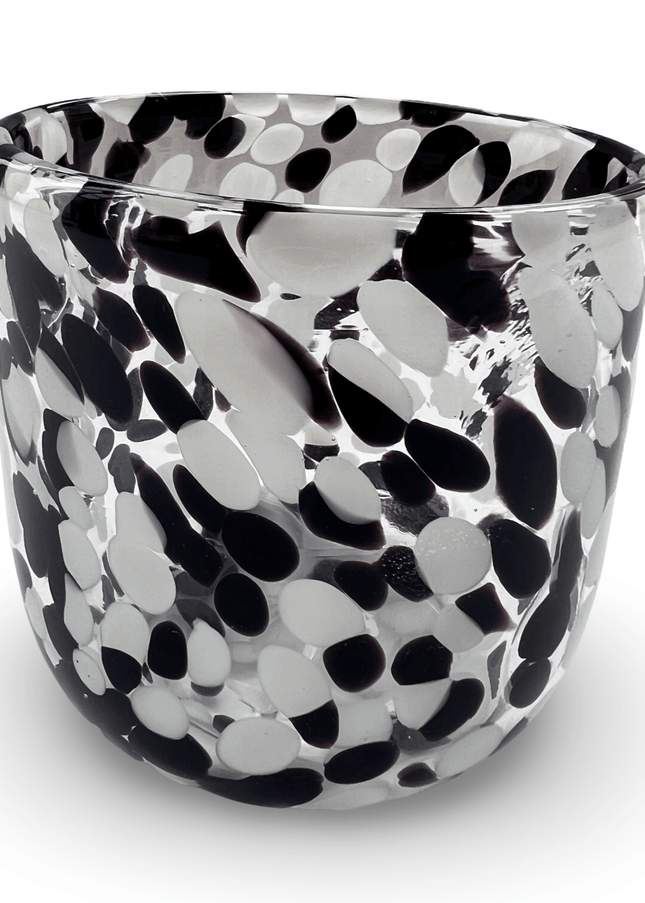 Black and White Blown Glass Candle Holder