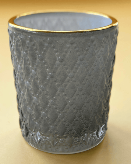 Casa Duniya Silver Glass Candle Holder Gold Rim Detail Noor Silver Candle Holder