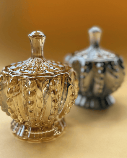 Casa Duniya Blown Glass Candle Holder Faceted Detail Roshni Candle Holder