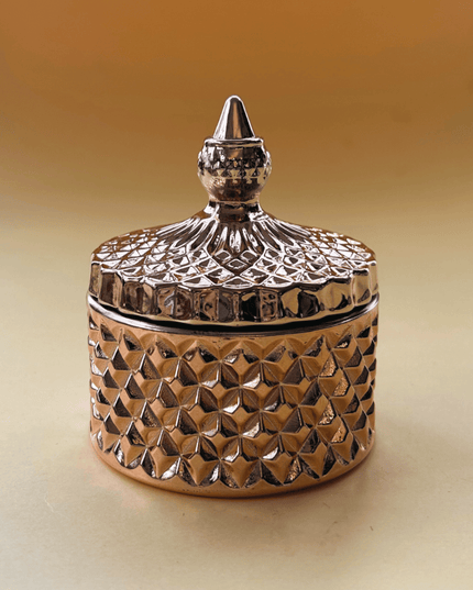 Casa Duniya Prism-Cut Glass Candle Holder with Lid Sita Candle Holder