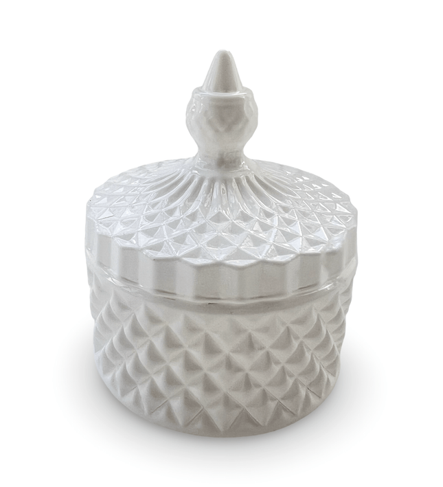 Casa Duniya Prism-Cut Glass Candle Holder White Sita Candle Holder