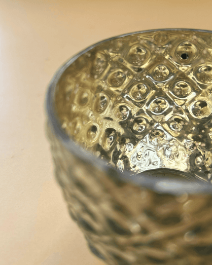Casa Duniya Silver Glass Tealight Votive Holder Detail Gauri Candle Holder