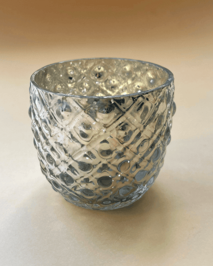 Casa Duniya Silver Glass Tealight Holders Grouped in Threes Gauri Candle Holder