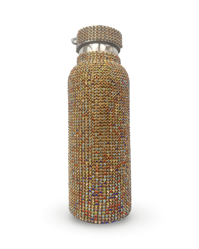 Rhinestone Gold Rainbow Water Bottle