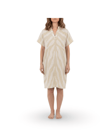 Casa Duniya Embroidered Cotton Beach Cover-Ups Beige Soleil Dress