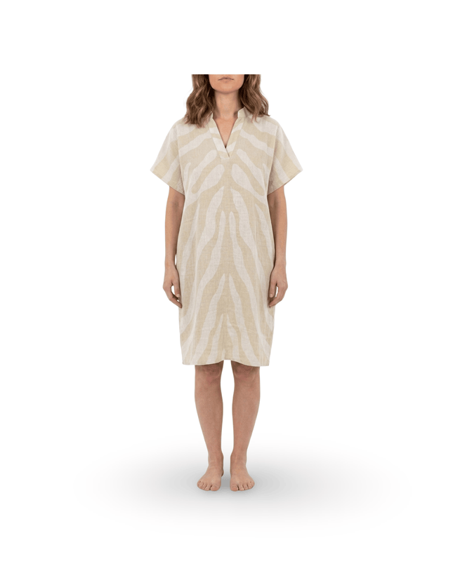 Casa Duniya Embroidered Cotton Beach Cover-Ups Beige Soleil Dress