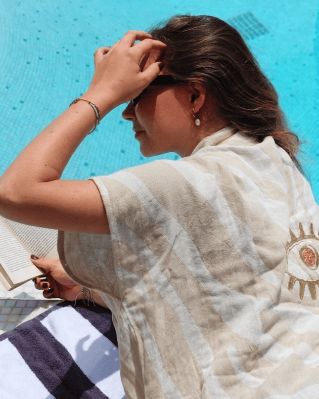 Casa Duniya Embroidered Cotton Beach Cover-Ups Beige Soleil Dress