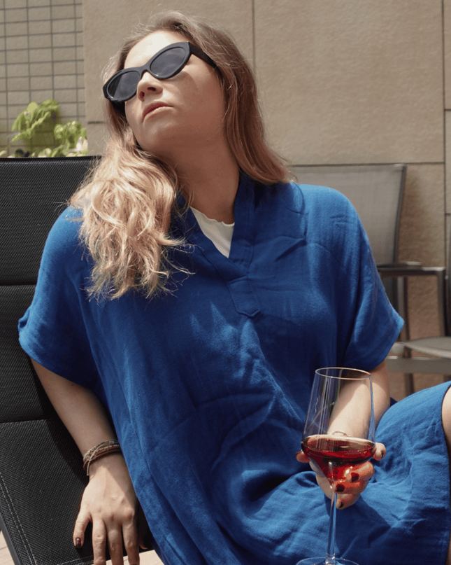 Casa Duniya Embroidered Cotton Beach Cover-Ups Blue Soleil Dress