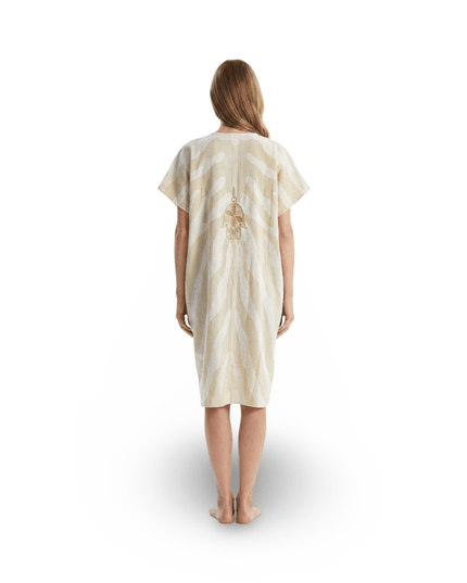 Casa Duniya Embroidered Cotton Beach Cover-Ups Hamsa Beige Soleil Dress