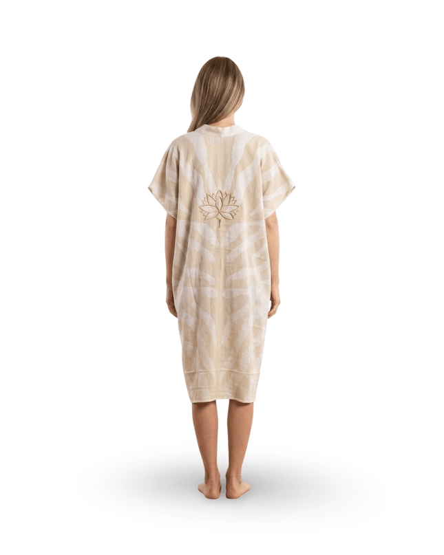 Casa Duniya Embroidered Cotton Beach Cover-Ups Lotus Beige Soleil Dress