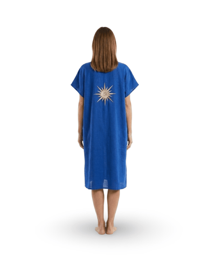 Casa Duniya Embroidered Cotton Beach Cover-Ups Sun Blue Soleil Dress