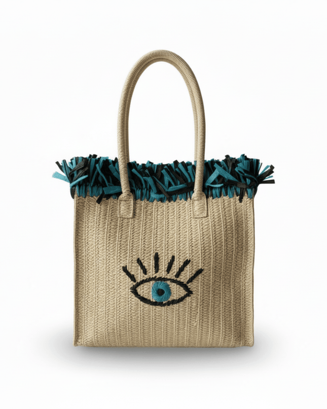 Casa Duniya Embroidered Tote Bag Sitra Evil Eye Beach Bag