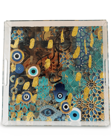 Casa Duniya Evil Eye Acrylic Serving Trays Zoya Evil Eye Tray