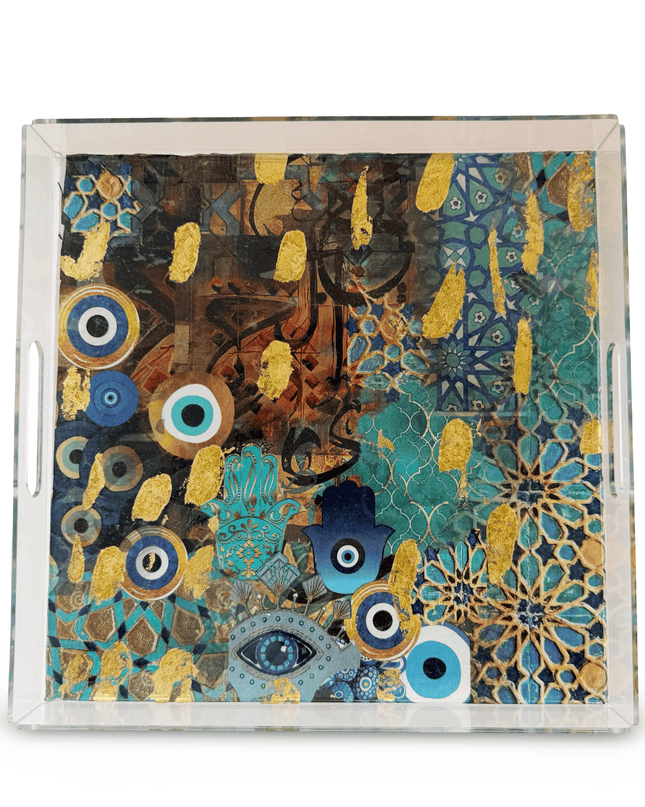 Casa Duniya Evil Eye Acrylic Serving Trays Zoya Evil Eye Tray
