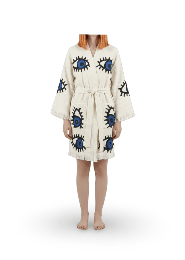 Casa Duniya Evil Eye Beach Cover-Ups Turkish Awali Kimono (short version)