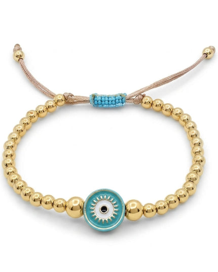 Casa Duniya Evil Eye Beaded Adjustable Bracelets Aqua Aura Eye Bracelets