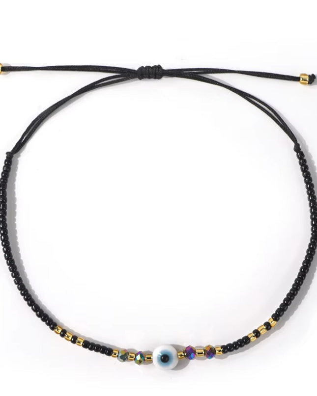 Casa Duniya Evil Eye Beaded Adjustable Bracelets Black Cosmic Rakhi