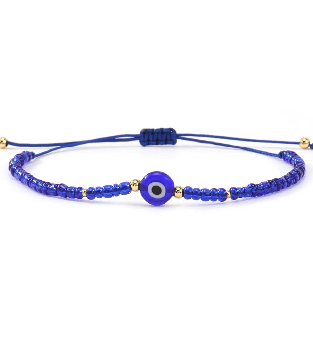 Casa Duniya Evil Eye Beaded Adjustable Bracelets Blue Good Vibes Only Rakhi