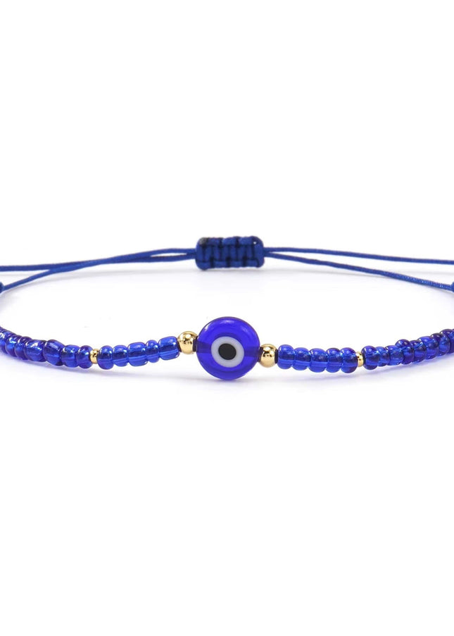 Casa Duniya Evil Eye Beaded Adjustable Bracelets Blue Good Vibes Only Rakhi