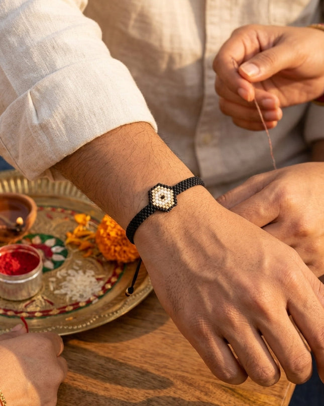 Casa Duniya Evil Eye Beaded Adjustable Bracelets Celestial Eye Rakhi