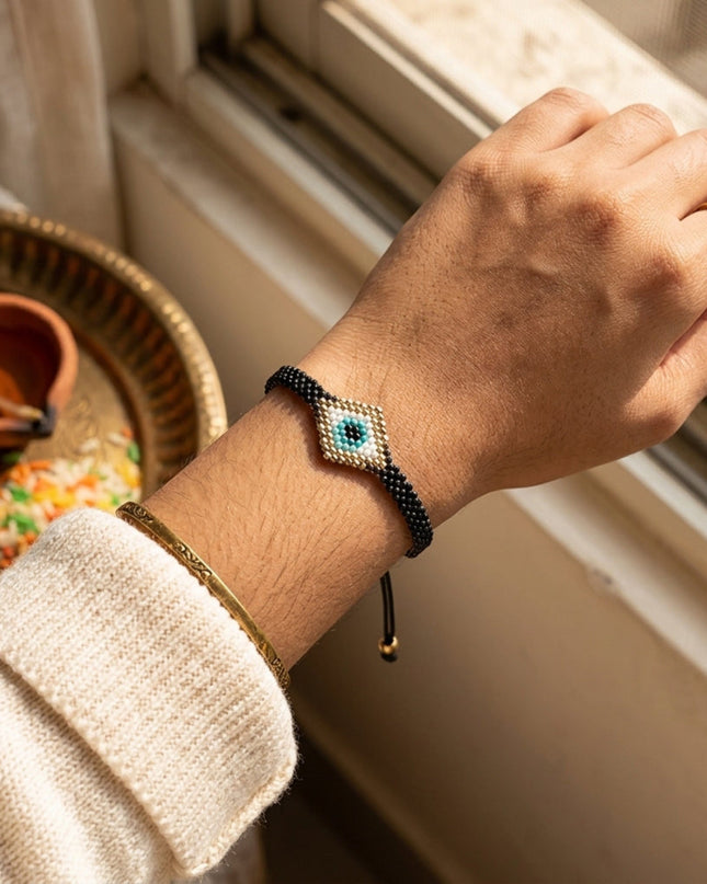 Casa Duniya Evil Eye Beaded Adjustable Bracelets Celestial Eye Rakhi