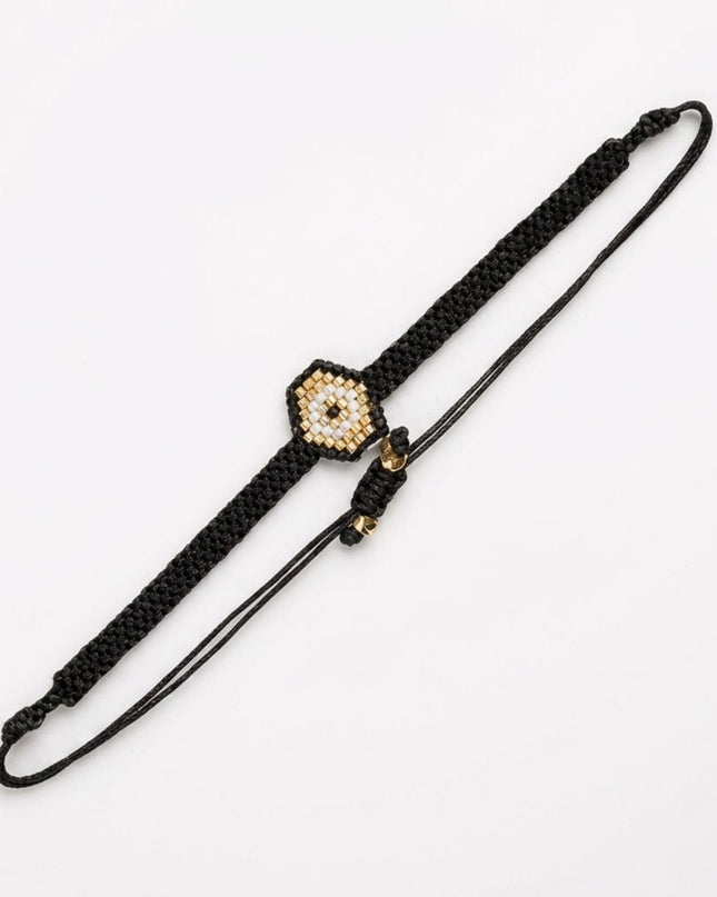 Casa Duniya Evil Eye Beaded Adjustable Bracelets Gold Celestial Eye Rakhi