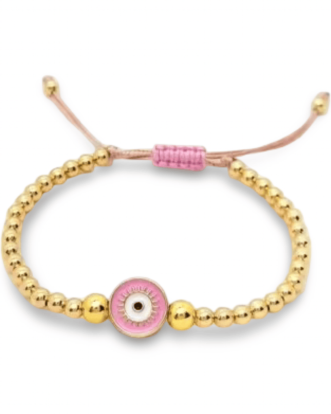 Casa Duniya Evil Eye Beaded Adjustable Bracelets Pink Aura Eye Bracelets