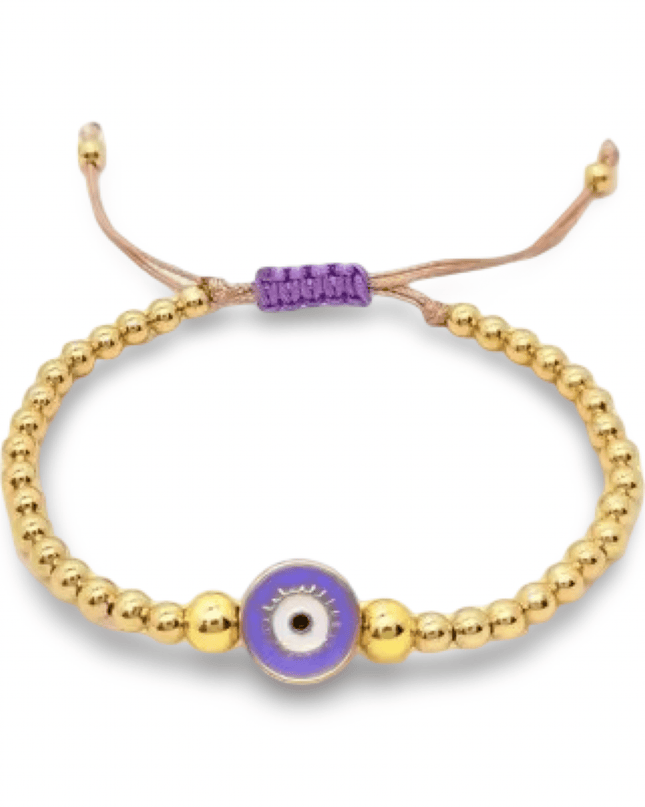 Casa Duniya Evil Eye Beaded Adjustable Bracelets Purple Aura Eye Bracelets