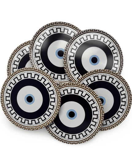 Aluminum Evil Eye Coaster Set with Cork Base